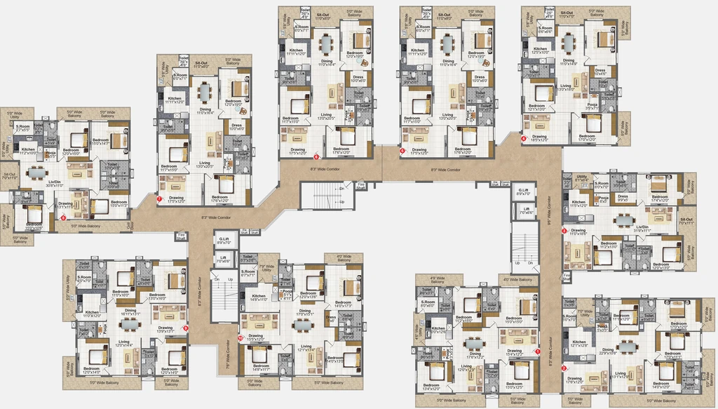 Floor Plan of Pavani Solitaire in Penamaluru, Vijayawada - Image 421259