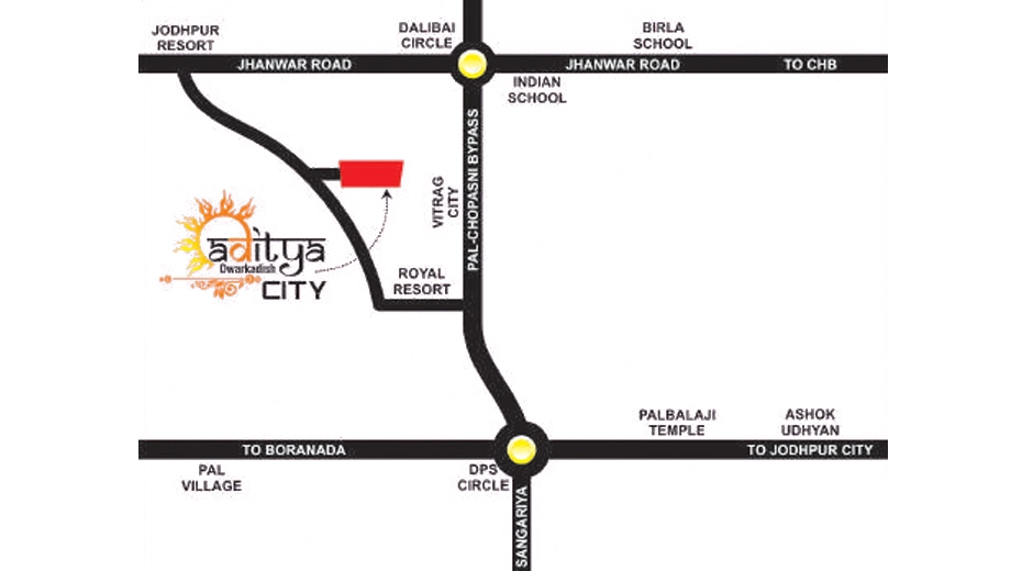 Location of Aditya Dwarkadish City in Chaukhan, Jodhpur - Image 422231
