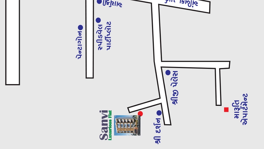 Location of Sanvi Flats in Mavdi, Rajkot - Image 421267