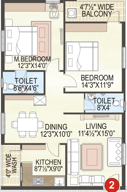 2 BHK Flat in Sri RL Gowthami River Breeze in Tadepalli, Vijayawada - Image 925685