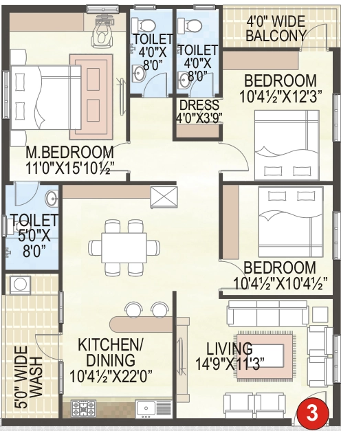 3 BHK Flat in Sri RL Gowthami River Breeze in Tadepalli, Vijayawada - Image 925686