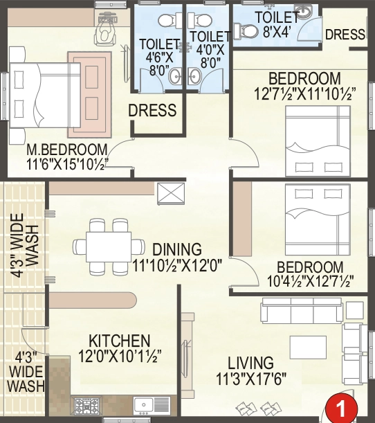3 BHK Flat in Sri RL Gowthami River Breeze in Tadepalli, Vijayawada - Image 925687