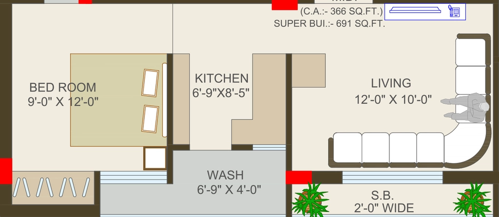1 BHK Flat in Manishaben Shaligram Apartment in Mavdi, Rajkot - Image 925689