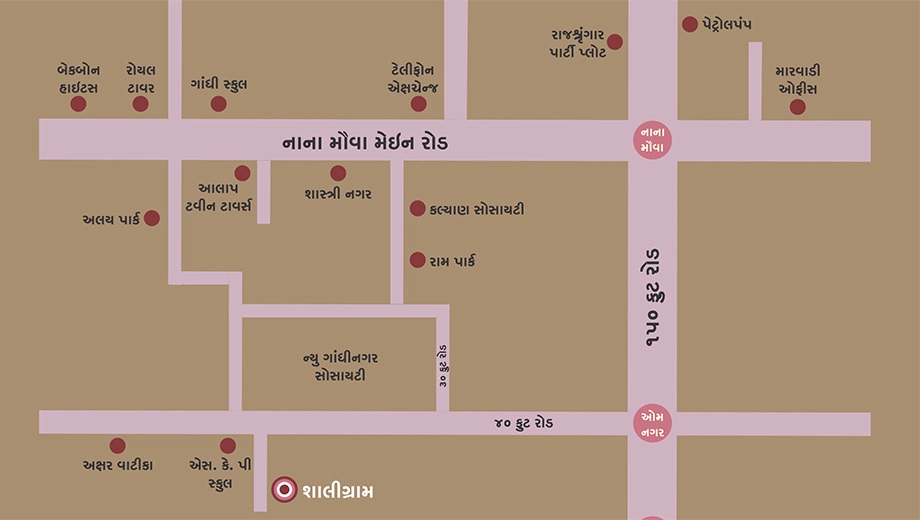 Location of Manishaben Shaligram Apartment in Mavdi, Rajkot - Image 421305