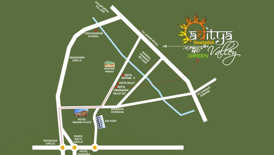 Location of Aditya Dwarkadish Green Valley in Shikargarh, Jodhpur - Image 422250
