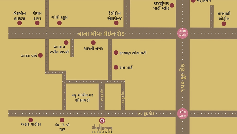 Location of Shaligram Elegance in Mavdi, Rajkot - Image 421317