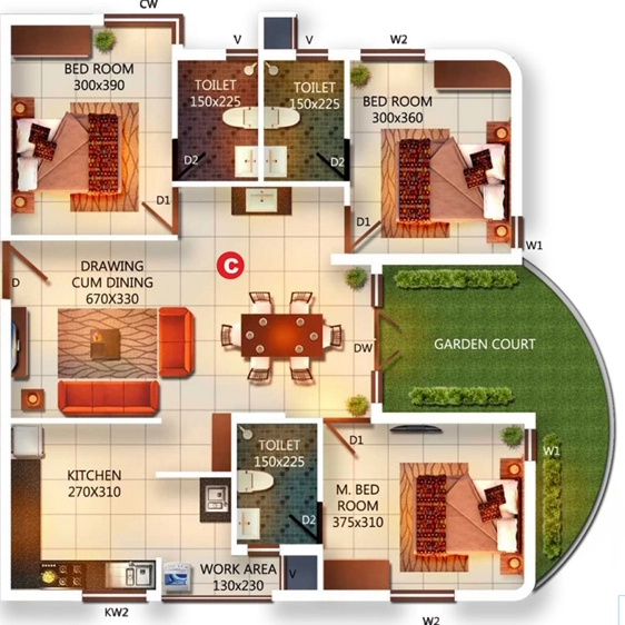 3 BHK Flat in DD Jal Darshan in Aakkulam, Thiruvananthapuram - Image 925763