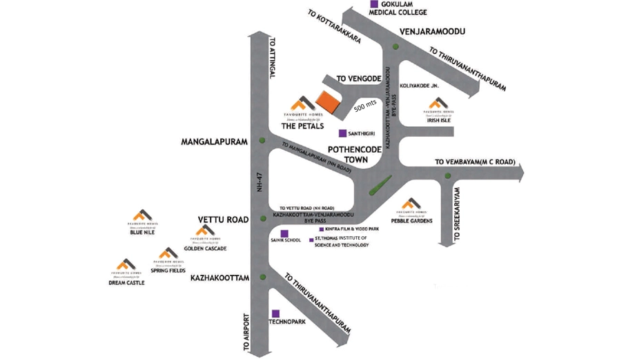 Location of Favourite The Petals in Pothencode, Thiruvananthapuram - Image 421482