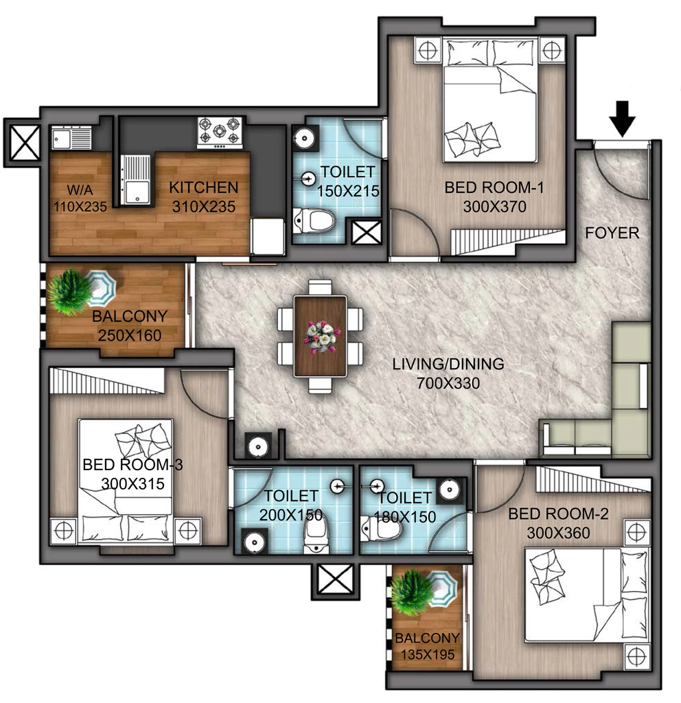 3 BHK Flat in Shanoor Amar Vista in Kazhakootam, Thiruvananthapuram - Image 925783