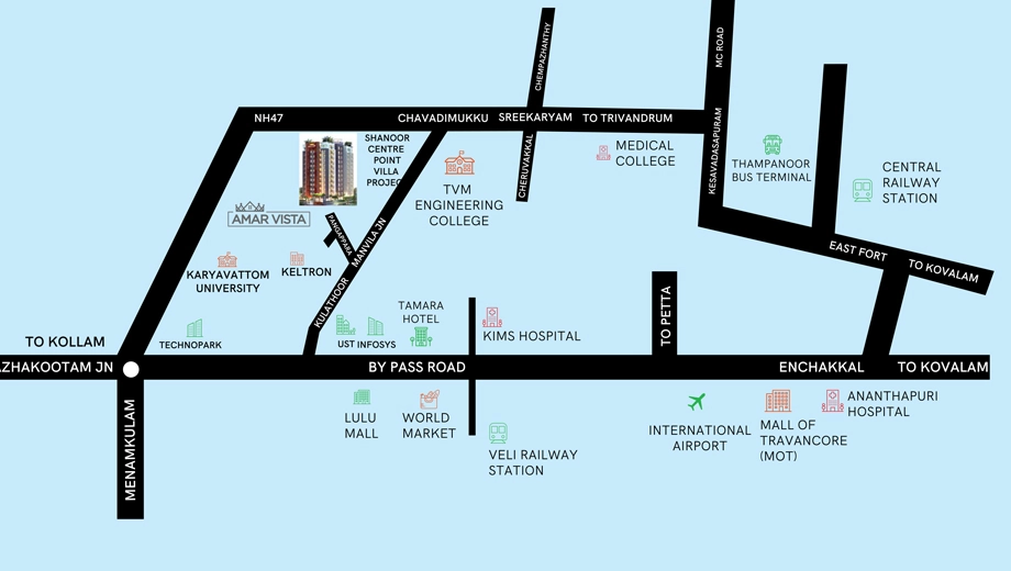 Location of Shanoor Amar Vista in Kazhakootam, Thiruvananthapuram - Image 421543