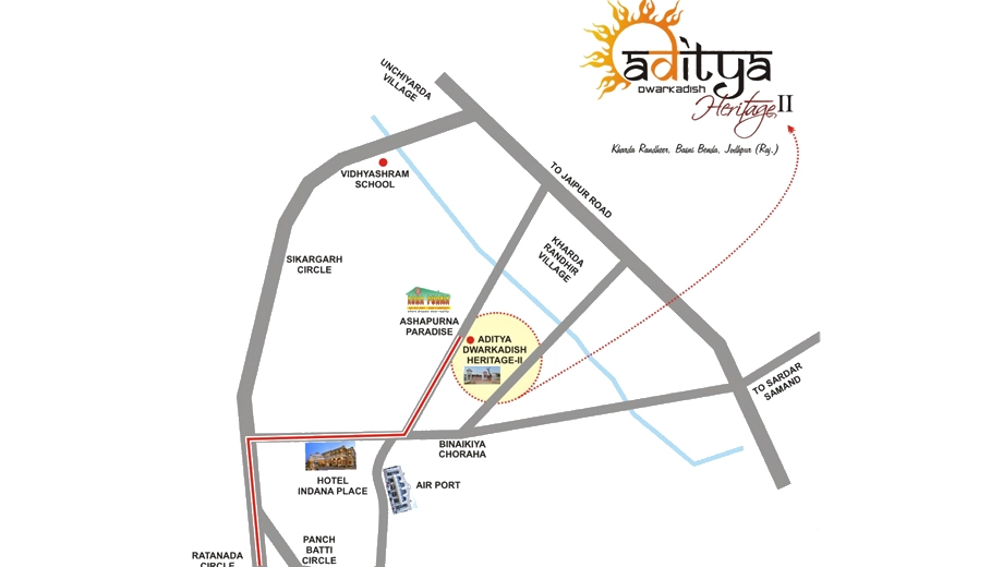 Location of Aditya Dwarkadish Heritage 2 in Shikargarh, Jodhpur - Image 422255