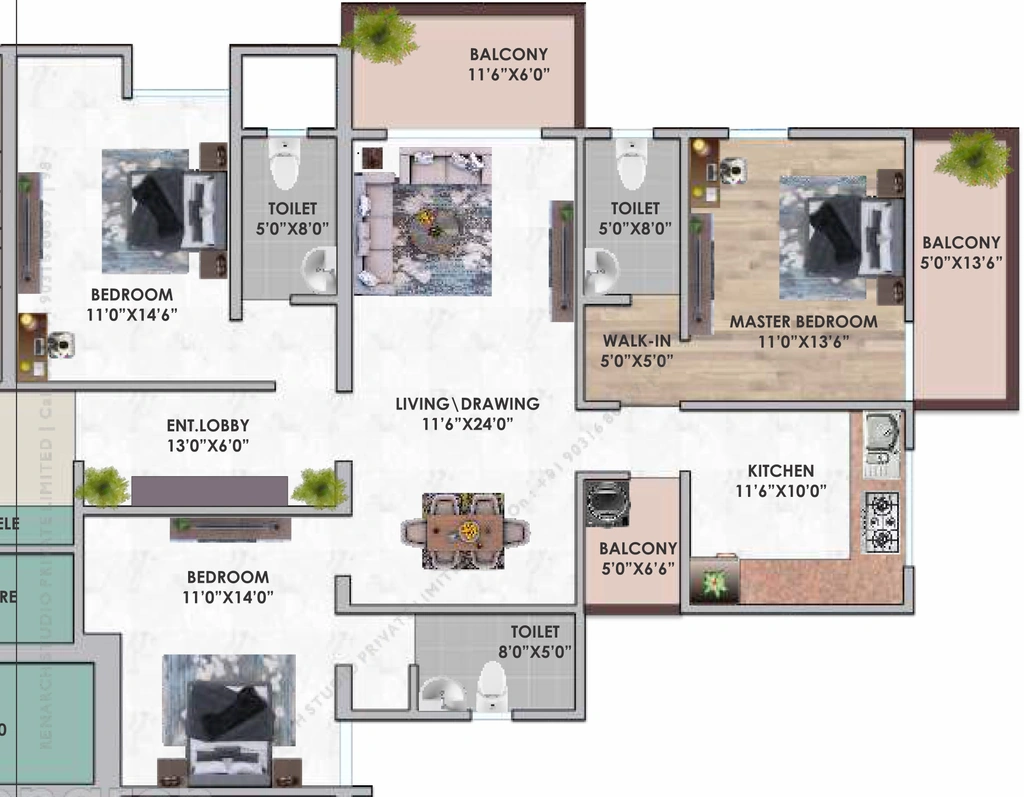 3 BHK Flat in Winsome Hari Pearlz in Jagdeo Path, Patna - Image 925708