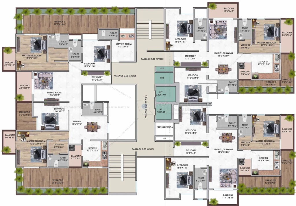 Floor Plan of Winsome Hari Pearlz in Jagdeo Path, Patna - Image 421352