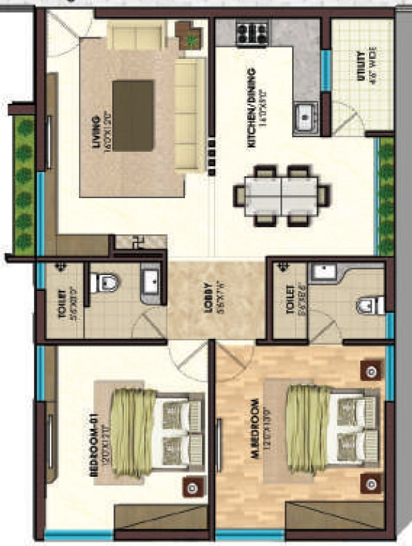 2 BHK Flat in SK The Park Vue in Nidamanuru, Vijayawada - Image 925712