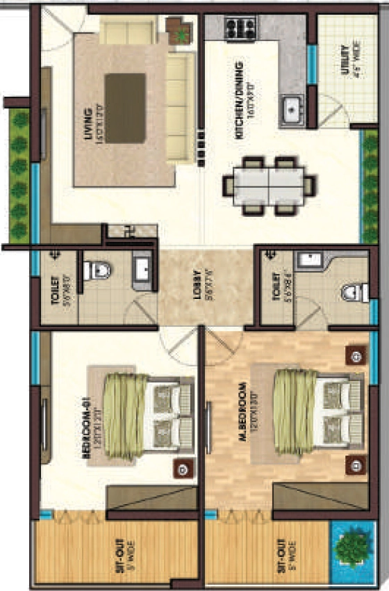 2 BHK Flat in SK The Park Vue in Nidamanuru, Vijayawada - Image 925717