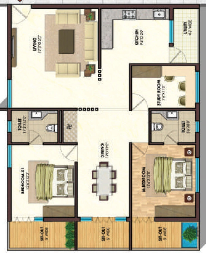 3 BHK Flat in SK The Park Vue in Nidamanuru, Vijayawada - Image 925721
