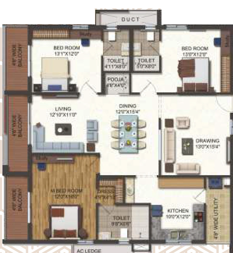 3 BHK Flat in Vertex Palacia in Patamata, Vijayawada - Image 925728