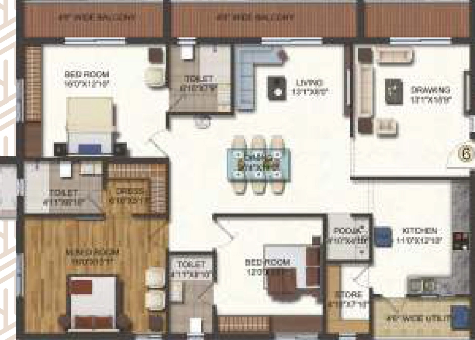 3 BHK Flat in Vertex Palacia in Patamata, Vijayawada - Image 925730