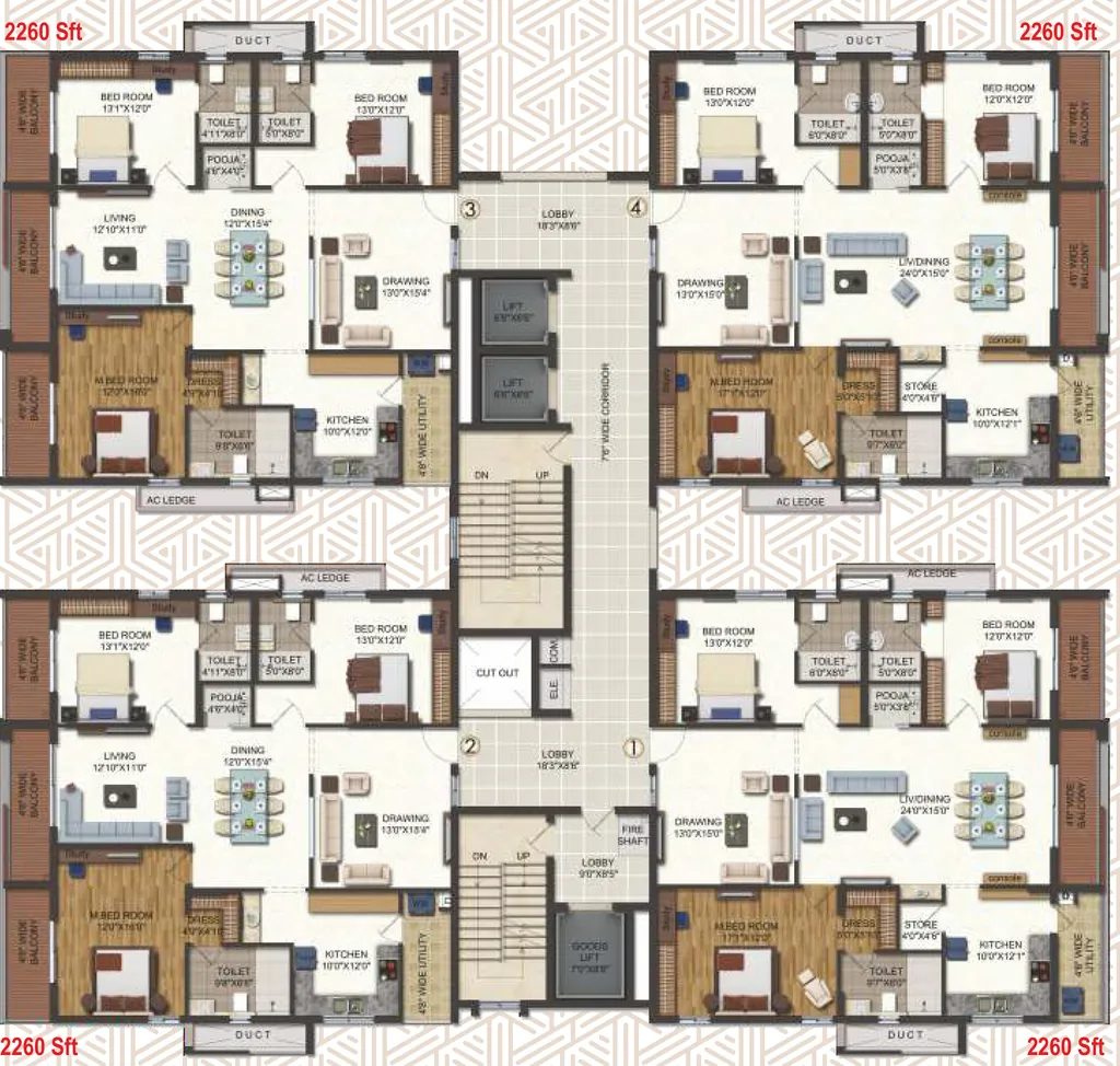 Floor Plan of Vertex Palacia in Patamata, Vijayawada - Image 421418
