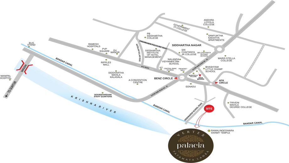 Location of Vertex Palacia in Patamata, Vijayawada - Image 421417