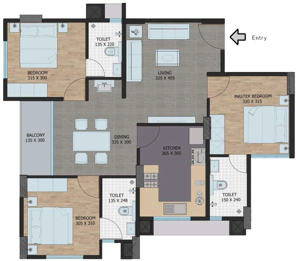 3 BHK Flat in Shanoor Cyber Cloud in Kazhakootam, Thiruvananthapuram - Image 925813