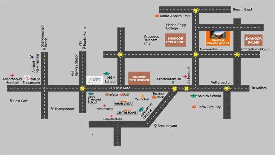 Location of Shanoor Orange Woods in Kazhakootam, Thiruvananthapuram - Image 421622
