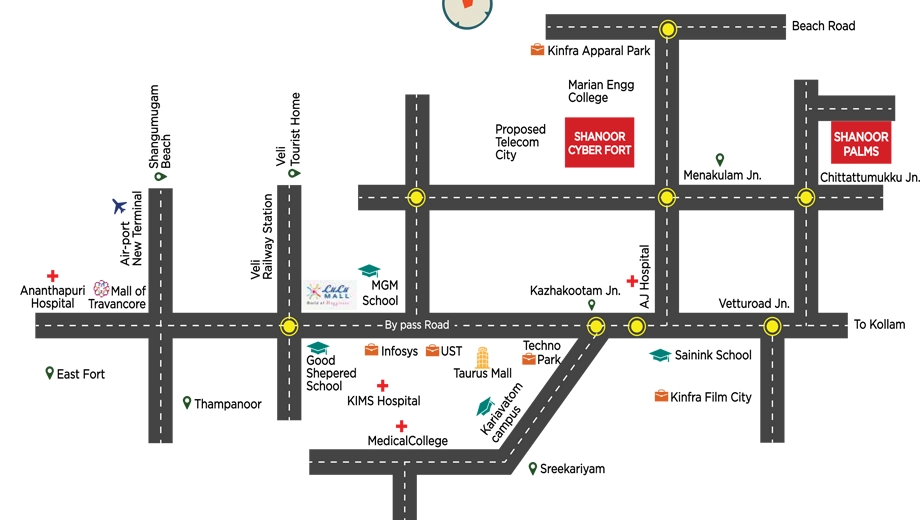 Location of Shanoor Palms in Kazhakootam, Thiruvananthapuram - Image 421637
