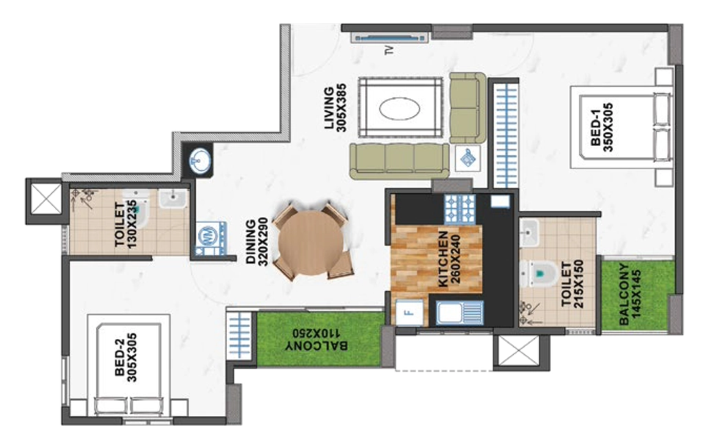 2 BHK Flat in Shanoor Skyvilla in Aakkulam, Thiruvananthapuram - Image 925837