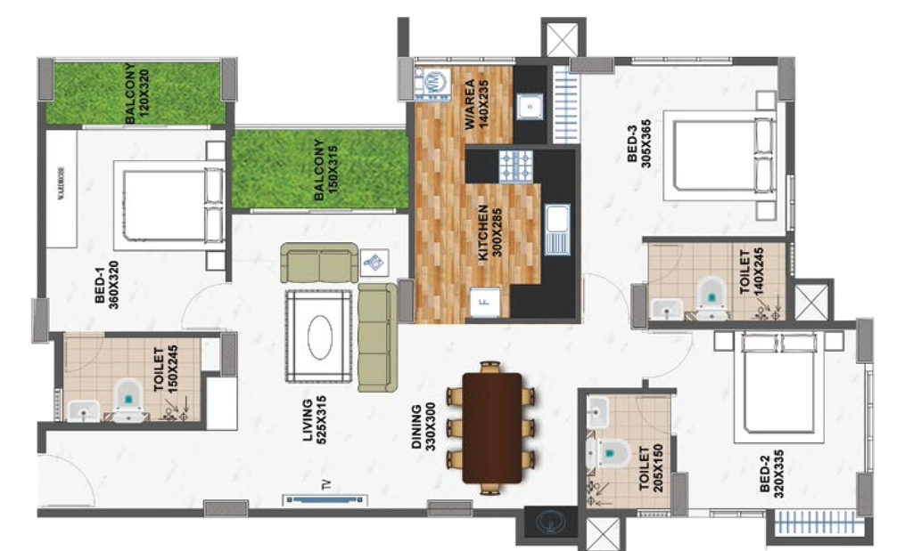 3 BHK Flat in Shanoor Skyvilla in Aakkulam, Thiruvananthapuram - Image 925839