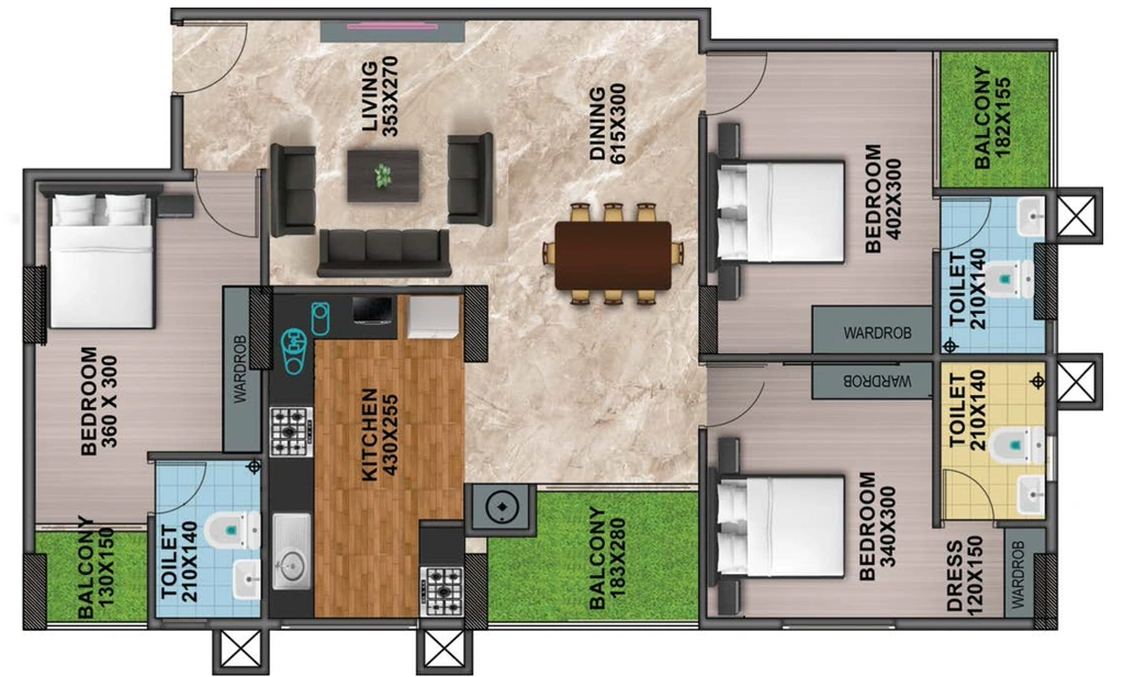 3 BHK Flat in Shanoor Tulips in Kazhakootam, Thiruvananthapuram - Image 925830