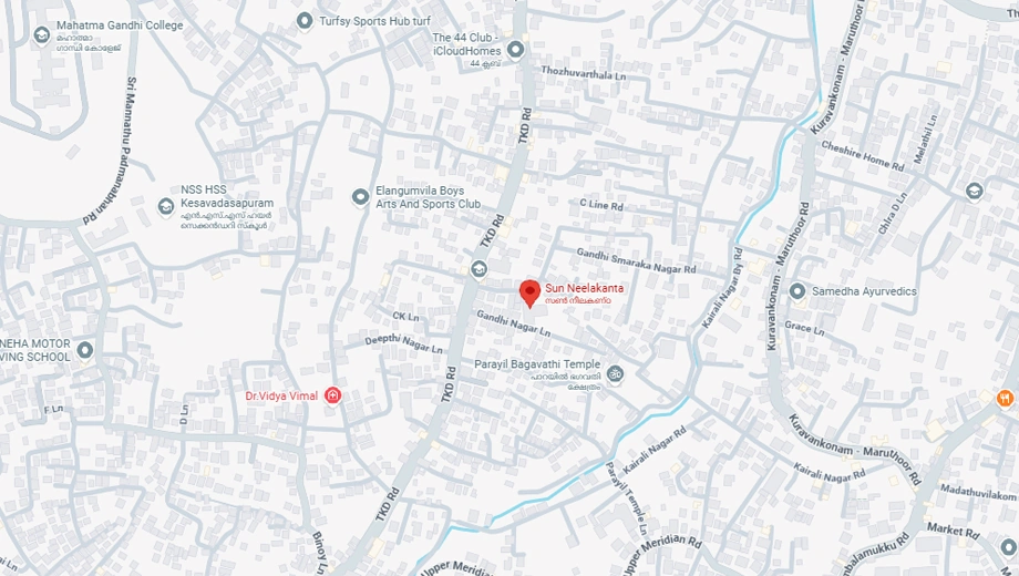 Location of Sun Neelakanta Apartments in Muttada, Thiruvananthapuram - Image 421689
