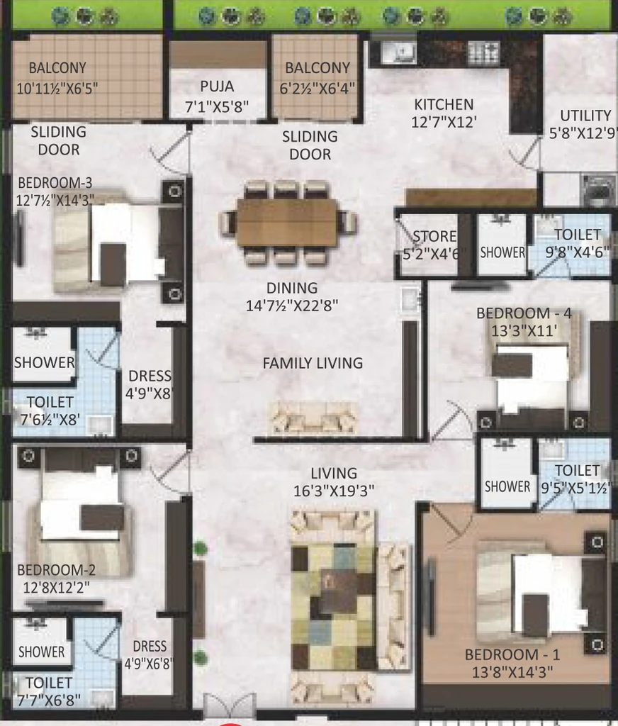 4 BHK Flat in Lakshmi Alekhya Grand in Kanuru, Vijayawada - Image 925785