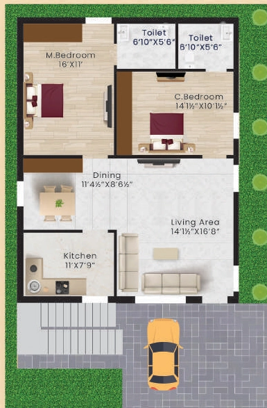 2 BHK House/Villa in Harivillu Fortune Golden Homes in null, Vijayawada - Image 925795