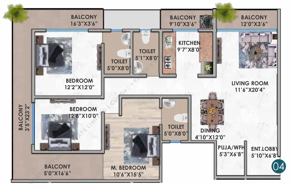 3 BHK Flat in Winsome Elite in Danapur, Patna - Image 925799