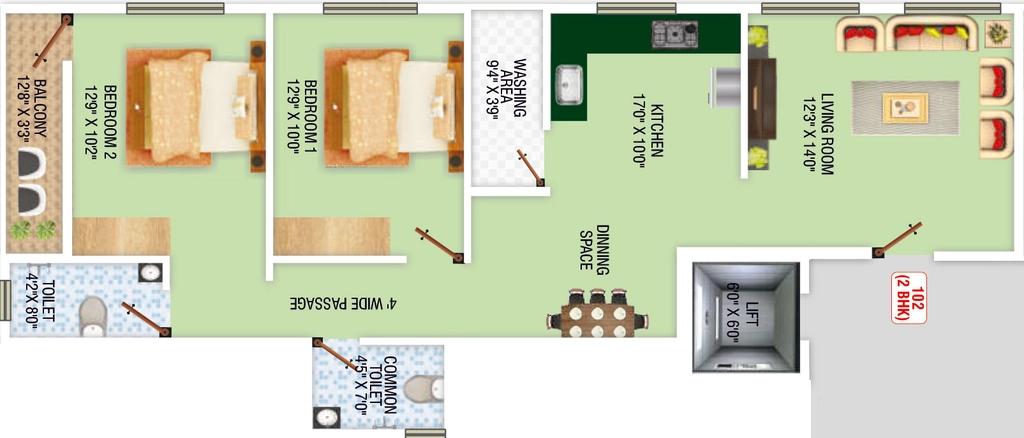 2 BHK Flat in Vyankatesh Girikunj 01 in Trimurti Nagar, Nagpur - Image 925809