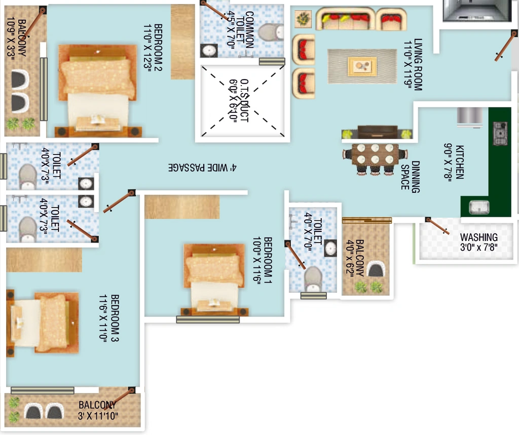 3 BHK Flat in Vyankatesh Girikunj 01 in Trimurti Nagar, Nagpur - Image 925810