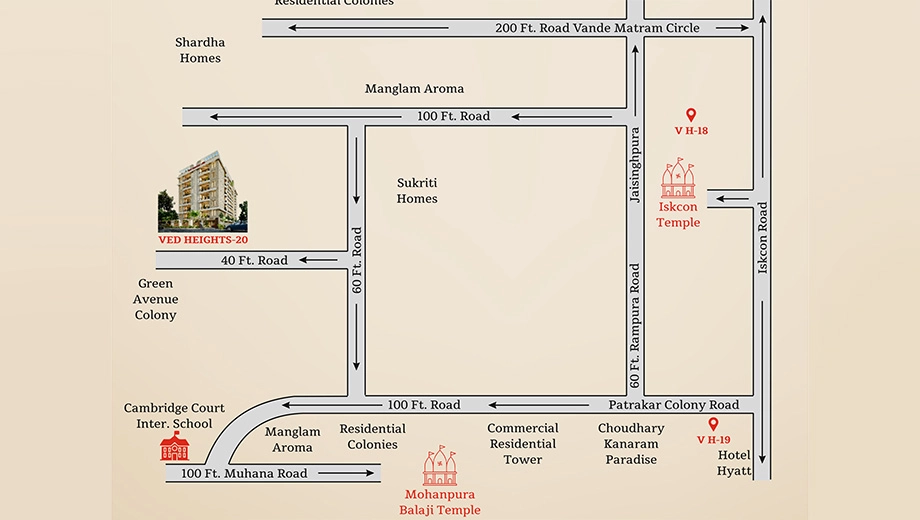 Location of Ambee Ved Heights 20 in Bhankrota, Jaipur - Image 421671