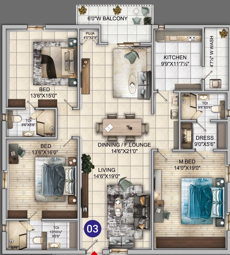 3 BHK Flat in Himaja Elite Icon in Gannavaram, Vijayawada - Image 925834