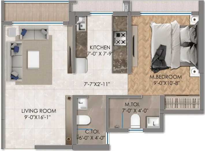 1 BHK Flat in The Hyde Park in Mira Road East, Thane - Image 925848