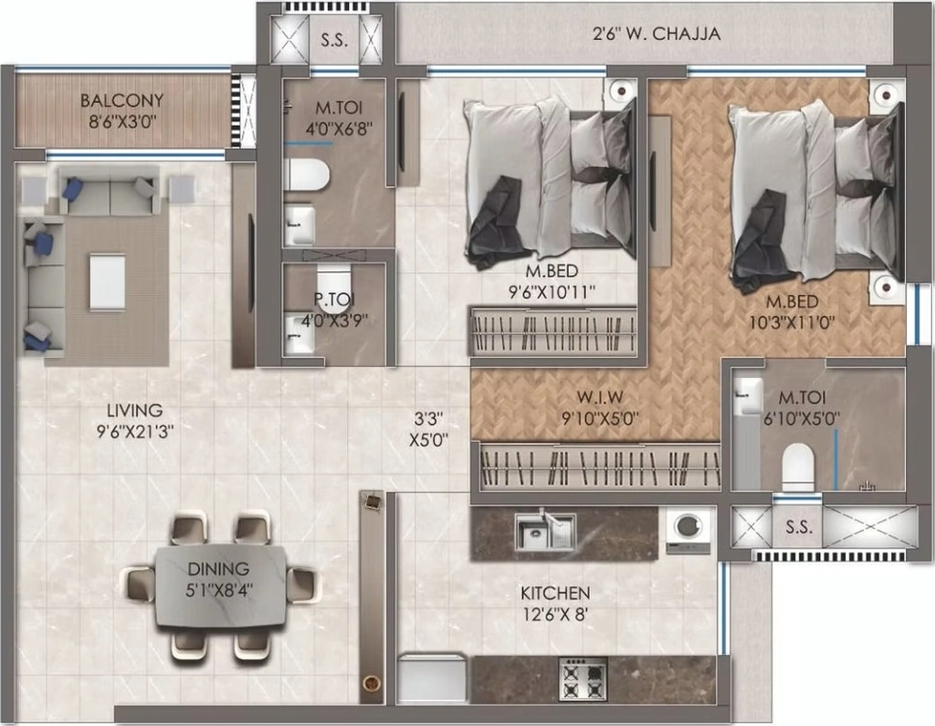 2 BHK Flat in The Hyde Park in Mira Road East, Thane - Image 925849