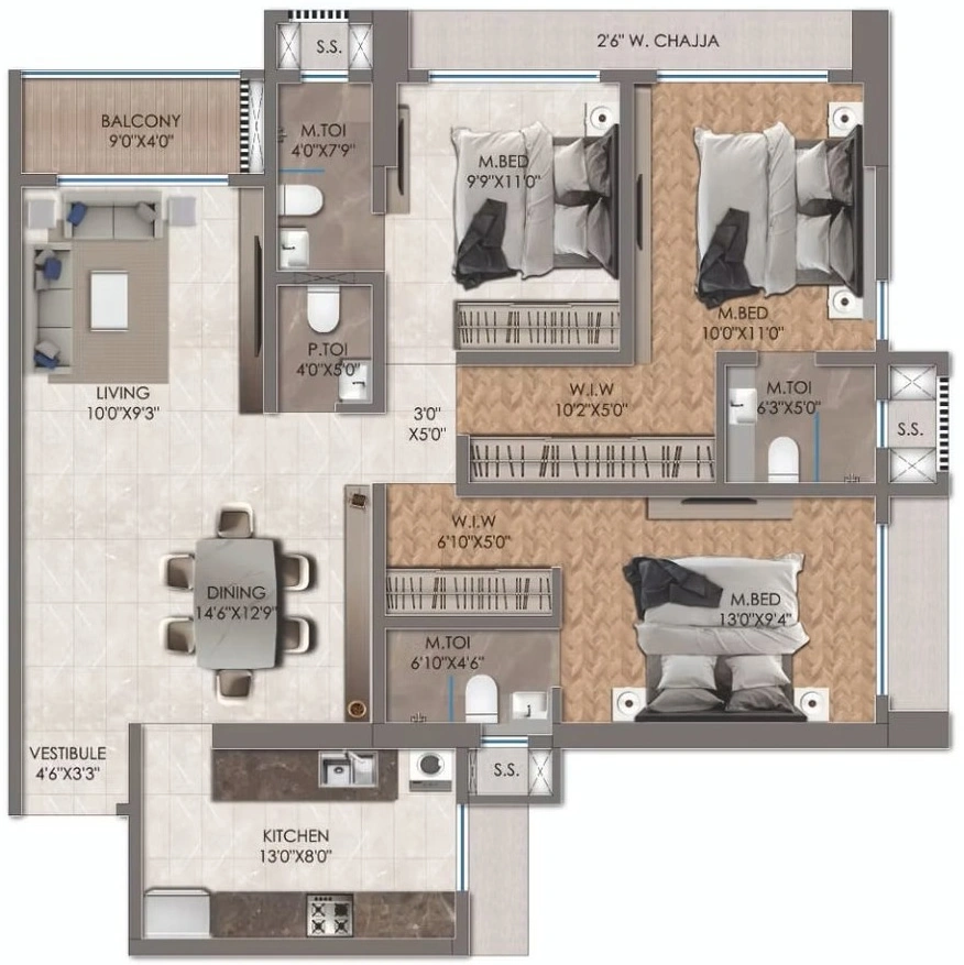 3 BHK Flat in The Hyde Park in Mira Road East, Thane - Image 925850