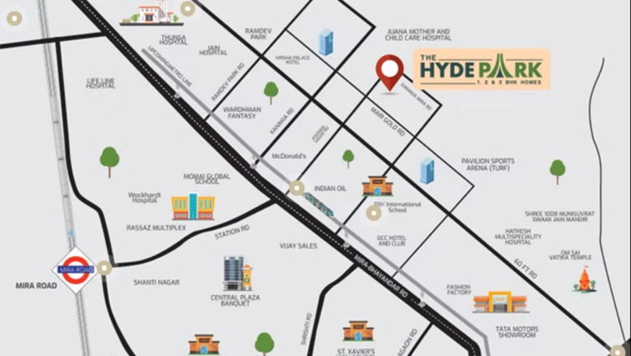 Location of The Hyde Park in Mira Road East, Thane - Image 421734