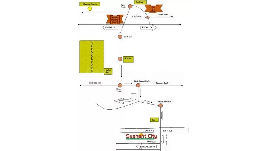 Location of Ansal Sushant City in Bhakrasni, Jodhpur - Image 422290