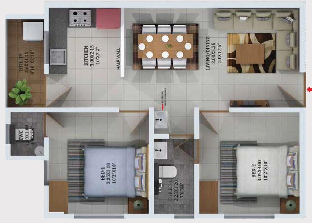2 BHK Flat in Confident Smile Daffodils in Aakkulam, Thiruvananthapuram - Image 925890