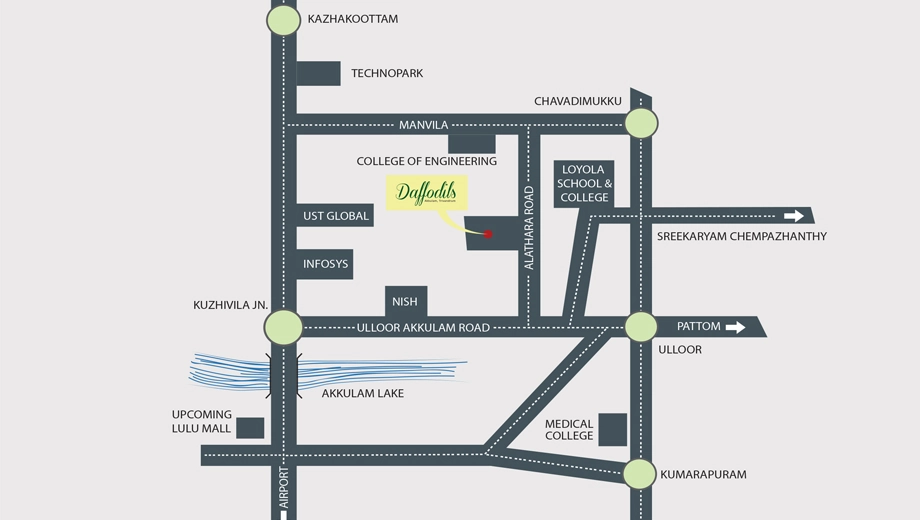 Location of Confident Smile Daffodils in Aakkulam, Thiruvananthapuram - Image 421816