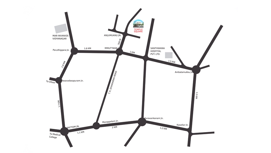 Location of Sun Temple Square in Muttada, Thiruvananthapuram - Image 421809