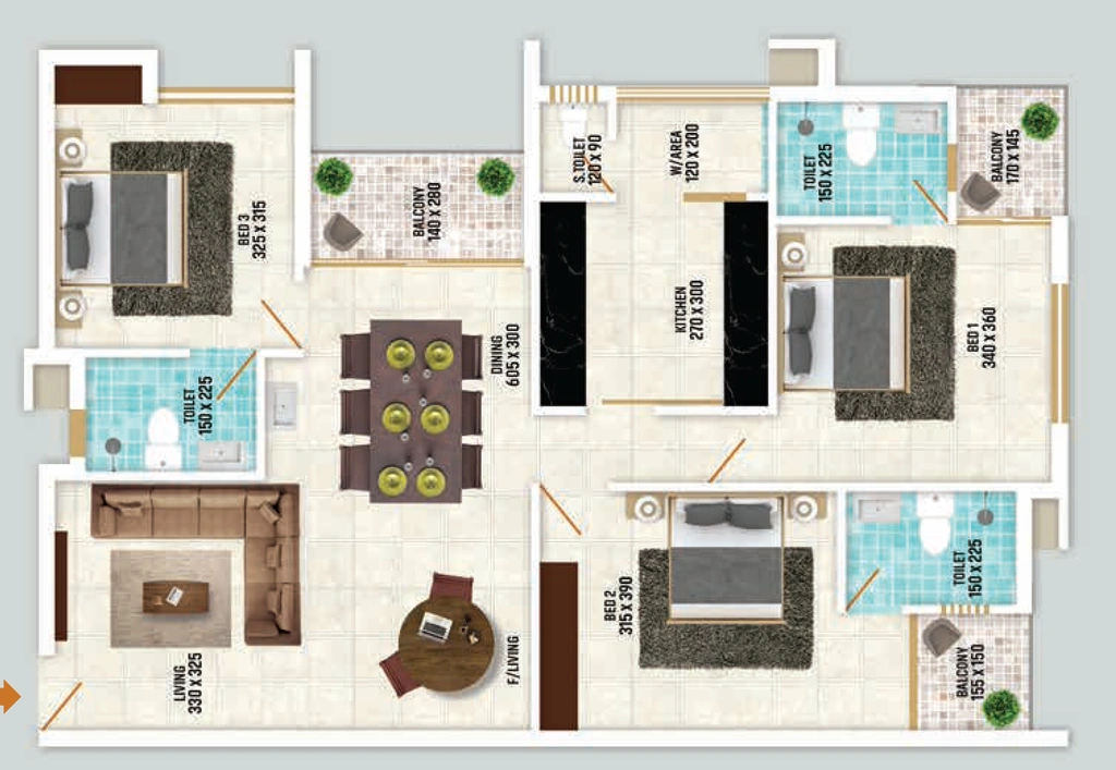 3 BHK Flat in Vfive Elysium Phase 2 in Kulathoor, Thiruvananthapuram - Image 925869