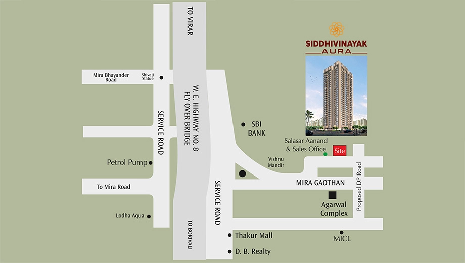 Location of Siddhivinayak Aura in Mira Road East, Thane - Image 421832