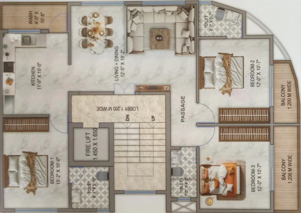 3 BHK Flat in Riddhi Apartment in Dabha, Nagpur - Image 925903