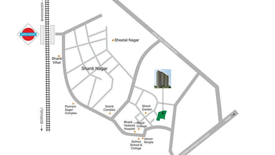 Location of PNK Imperial Heights in Mira Road East, Thane - Image 421891